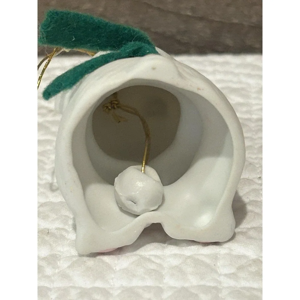 Vintage Jasco Bisque Porcelain Lil Chimers Polar Bear w/‎ Candy Cane Ornament